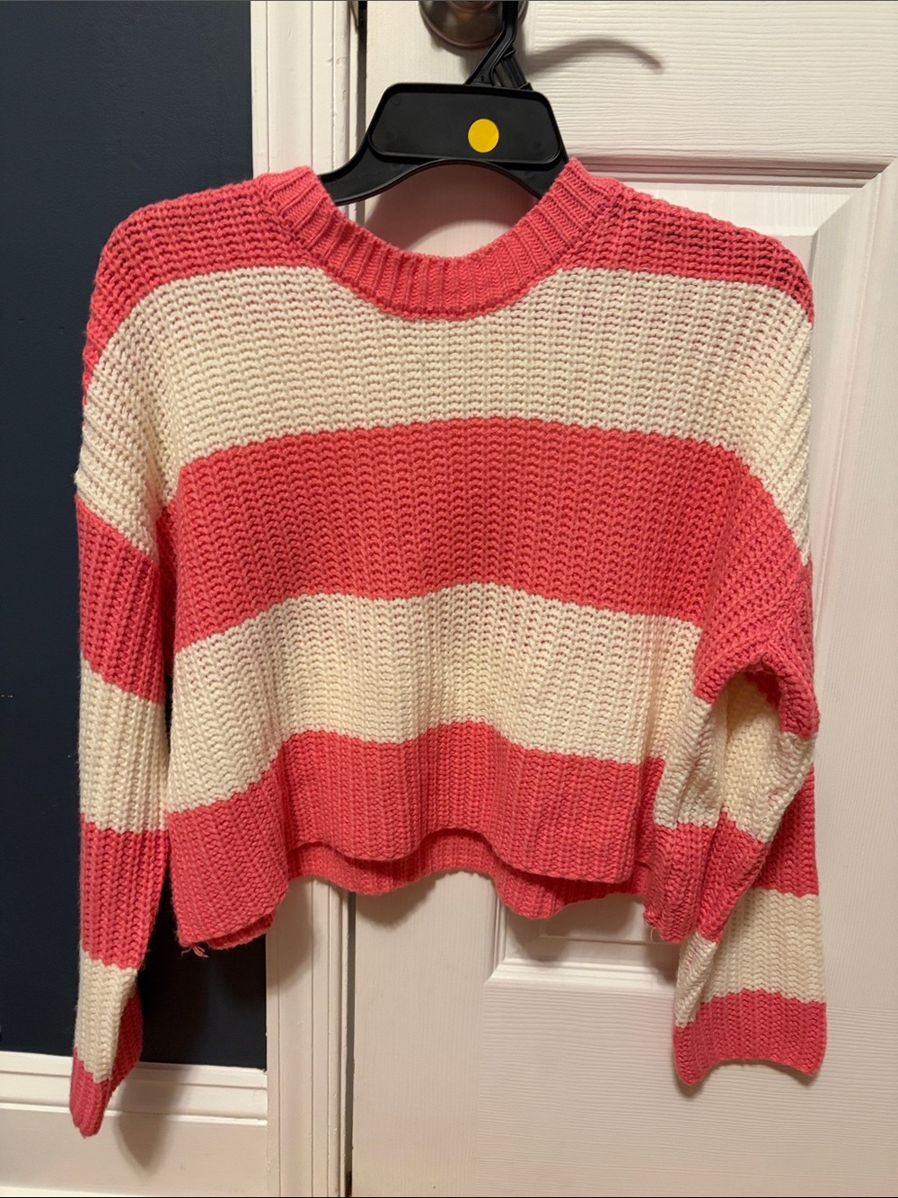 Jessica Simpson Striped Pink and White Cropped Knit Sweater- XS NWOT